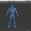 Game Movie Character Wearing Blue And White Jacket With Yellow Tool Bag And Glasses