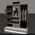 LIDOOL Brand Retail Display Shelf With Hanging Clothes And Folded Items On Golden Frame