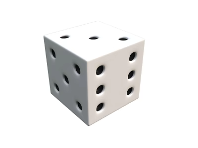 White Household Dice Featuring Black Dots For Daily Use And Decoration 3d model