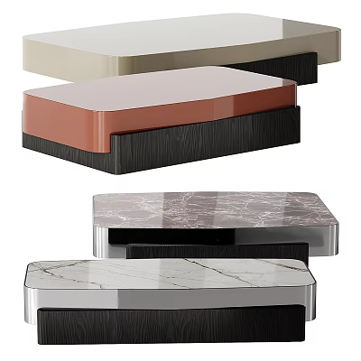 Modern Coffee Table Designs With Marble Wooden And Lacquered Finishes In Neutral Pink Black Tones 3d model