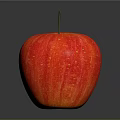 Fresh Red Apple With Shiny Surface Yellow Specks And Stem As Daily Living Item
