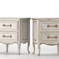 Elegant White Bedside Tables With Gold Accents Carved Legs And Drawers