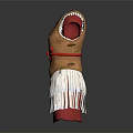 Roman Style Gold Costume Featuring Red Sash White Fringe Hem And Decorative Patterns