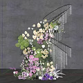 Elegant Floral Installation With Mixed Pink Purple White Blooms Fresh Greenery And Hanging Chains