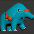 Cute Blue Elephant Toy With Orange Ears Nose Tip And White Feet Design
