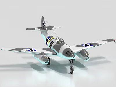 Vintage Gray White Fighter Jet Model With Wing Insignia And Twin Engines 3d model