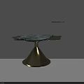 Modern Coffee Tables with Green Marble Black Tabletops and Gold Black Cone Shaped Bases