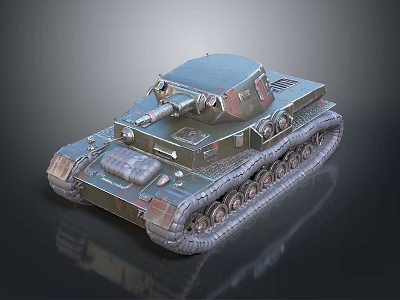 Vintage Military Tank With Camouflage Paint Heavy Tread Tracks And Turret Gun Barrel 3d model