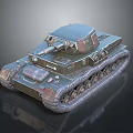Vintage Military Tank With Camouflage Paint Heavy Tread Tracks And Turret Gun Barrel