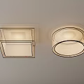 Modern Ceiling Lights with Square and Circular Translucent Shades in Minimalist Design 3d model