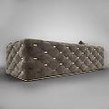 Gray Two Seater Sofa With Diamond Tufted Design And Gold Nailhead Accents