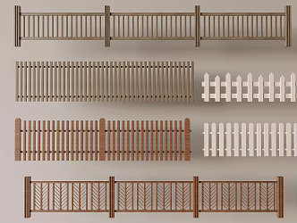 Middle Ancient Fence Wooden Fence Protective Fence Railing Courtyard Wooden Fence 3d model