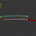 Traditional Japanese Samurai Sword With Blue Red Scabbard And Gold Decorated Hilt