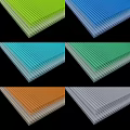 Awning with Colorful Corrugated Panels Blue Green White for Outdoor Use