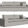 Light Gray Fabric Multi Seater Sofa With Throw Pillows And Modern Design 3d model