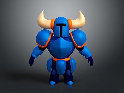 Stylized Fantasy Blue Armored Character With Large Horns 3D Model Design 3d model