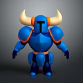 Stylized Fantasy Blue Armored Character With Large Horns 3D Model Design
