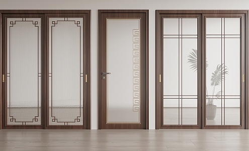 New Chinese style glass sliding door 3d model