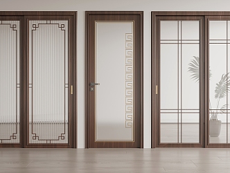 New Chinese style glass sliding door 3d model