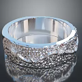 Elegant Silver Fashion Ring With Diamond Decorative Design And Shiny Surface 3d model
