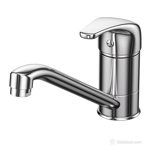 Modern Stainless Steel Kitchen Faucet With Sleek Curved Spout And Shiny Finish 3d model 
