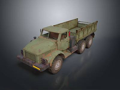 Old Green Military Cargo Truck With Rustic Bed And Six Wheel Design 3d model
