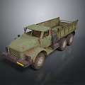 Old Green Military Cargo Truck With Rustic Bed And Six Wheel Design
