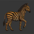 Artistic Zebra Sculpture Carving With Black And Yellow Stripes Standing Pose And Glossy Surface