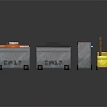 Household Craft Recycling Bins With Colored Items And Yellow Cart