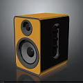 Orange Electronic Speaker With Square Design Dual Speakers And Control Knobs For Audio Devices 3d model