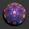 Colorful Spherical Decorative Ornament Set With Ornate Geometric Patterns And Vibrant Hues