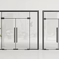 Modern Glass Doors With Black Frames And Green Plant In Interior