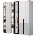 Elegant Modern Luxury Cabinet With Black Frame Glass Doors And Decorative Items