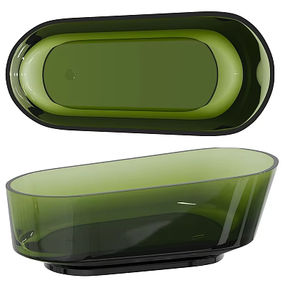 Elegant Green Transparent Oval Bathtub Design For Modern Interior Spaces 3d model