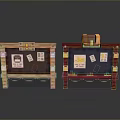 Game Style Brown And Red Chests With Maps And Gold Coins Decoration