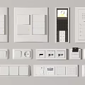 Modern White Switch Panels With Various Types Sockets Control Buttons And Display Screen
