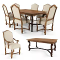 Traditional Solid Wood Dining Table Set With Matching Chairs And Side Table