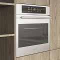 Modern Built in Stainless Steel Oven With Control Panel In Wooden Kitchen Cabinets