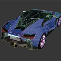 Blue Modern Sports Car With Sleek Design Red Wheels And Black Accents