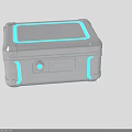 Silver Metallic Equipment Case With Blue Glowing Edges And Secure Lock