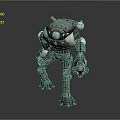 Futuristic Mechanical Robot Character Holding Glowing Object With Industrial Limbs And Circular Lights