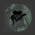 Detailed 3D Character Model With Hooded Cloak Dual Weapons And Glowing Green Base