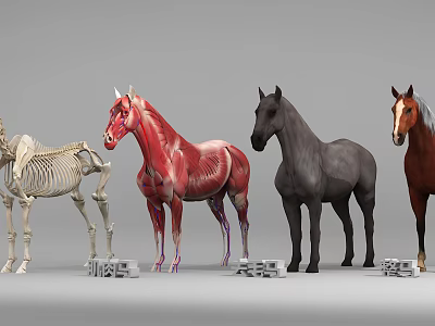 Reptile Anatomy Models Displaying Skeletal Muscular Structures And Color Variations 3d model