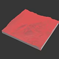 3D Square Terrain Model With Green Blue Textured Surface And White Base