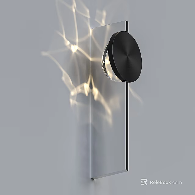 Modern Black Round Wall Lamp With Sleek Design And Light Shadows On Wall 3d model 