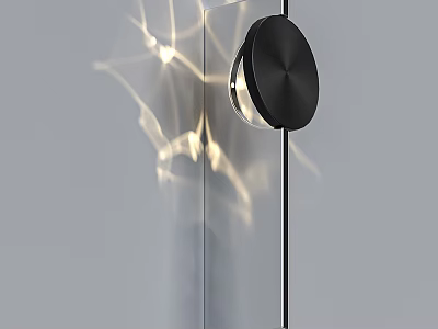 Modern Black Round Wall Lamp With Sleek Design And Light Shadows On Wall 3d model