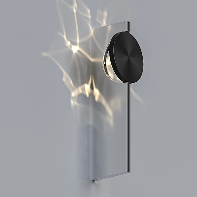Modern Black Round Wall Lamp With Sleek Design And Light Shadows On Wall 3d model