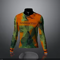 Vibrant Long Sleeve Cycling Jersey With Orange Green Red Geometric Patterns And Palatine Hill Cycling