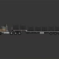 Brown Heavy Duty Semi Truck Trailer Loaded With Multiple Gray Cargo Containers