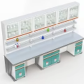 Functional Laboratory Setup With Lab Bench Glass Fronted Cabinets And Storage Shelves